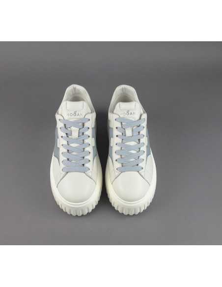 Hogan - H-Stripes Donna H645 Pelle Nappa Bianco Opaco H Cucita Prezzo 430,00