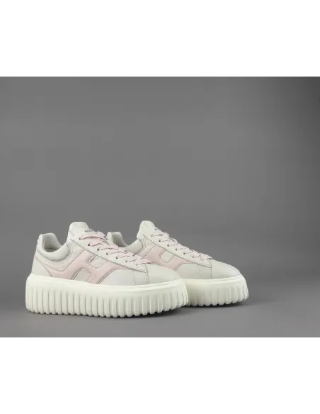 Hogan - H-Stripes Donna H645 Pelle Nappa Bianco Opaco H Cucita Prezzo 430,00
