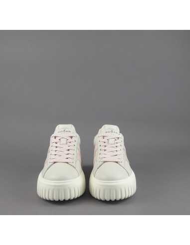 Hogan - H-Stripes Donna H645 Pelle Nappa Bianco Opaco H Cucita Prezzo 430,00