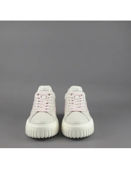 Hogan - H-Stripes Donna H645 Pelle Nappa Bianco Opaco H Cucita Prezzo 430,00
