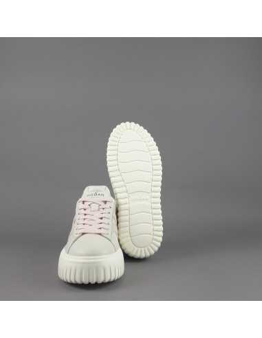 Hogan - H-Stripes Donna H645 Pelle Nappa Bianco Opaco H Cucita Prezzo 430,00