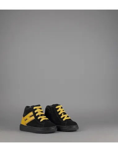 Hogan Stivaletto J340 Junior Baby Camoscio Nero H Pelle Giallo Prezzo 160,00