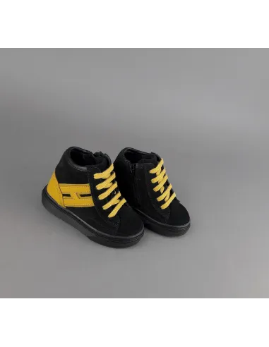 Hogan Stivaletto J340 Junior Baby Camoscio Nero H Pelle Giallo Prezzo 160,00