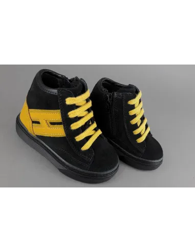Hogan Stivaletto J340 Junior Baby Camoscio Nero H Pelle Giallo Prezzo 160,00
