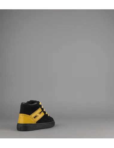 Hogan Stivaletto J340 Junior Baby Camoscio Nero H Pelle Giallo Prezzo 160,00