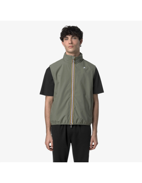 K-Way - Smanicato Uomo Valen Stretch Dot Nylon Verde Militare Tenue Prezzo 140,00