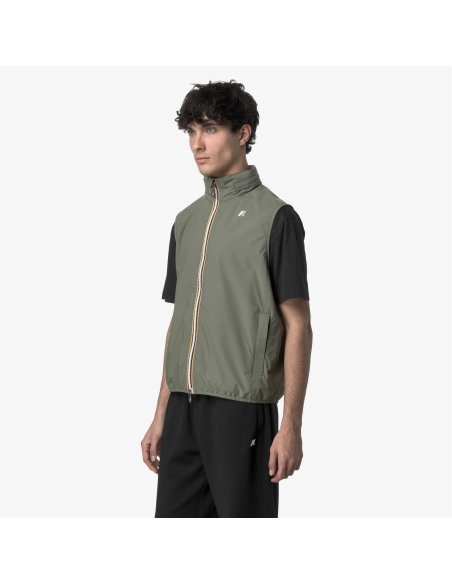 K-Way - Smanicato Uomo Valen Stretch Dot Nylon Verde Militare Tenue Prezzo 140,00