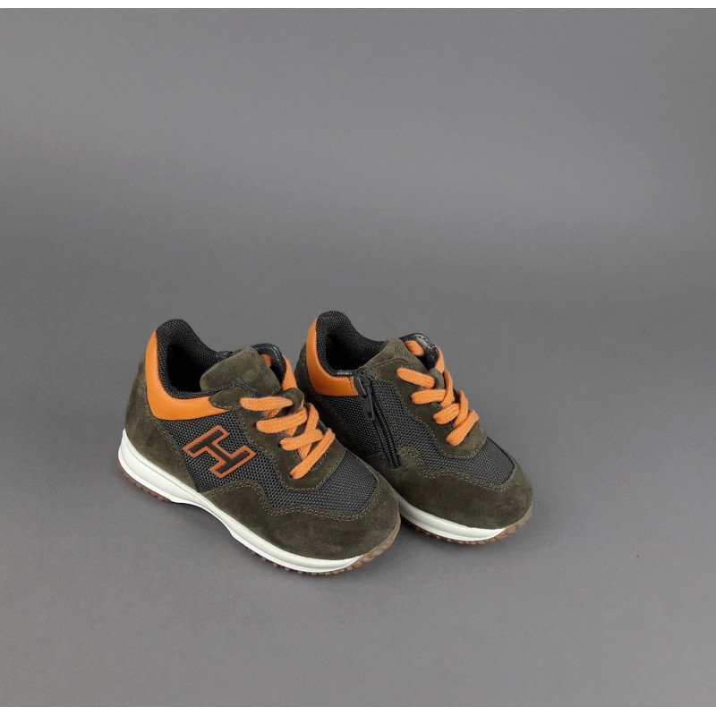 Hogan Interactive Junior Baby Camoscio Tela Verde Militare H Flock Prezzo 160,00