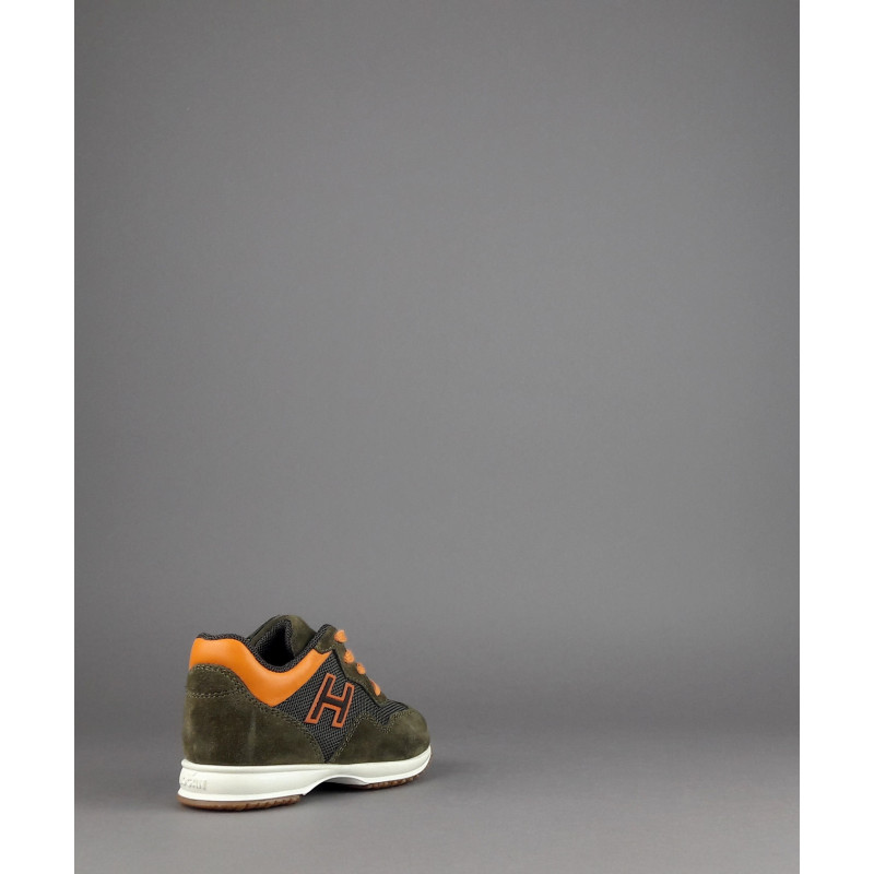 Hogan Interactive Junior Baby Camoscio Tela Verde Militare H Flock Prezzo 160,00