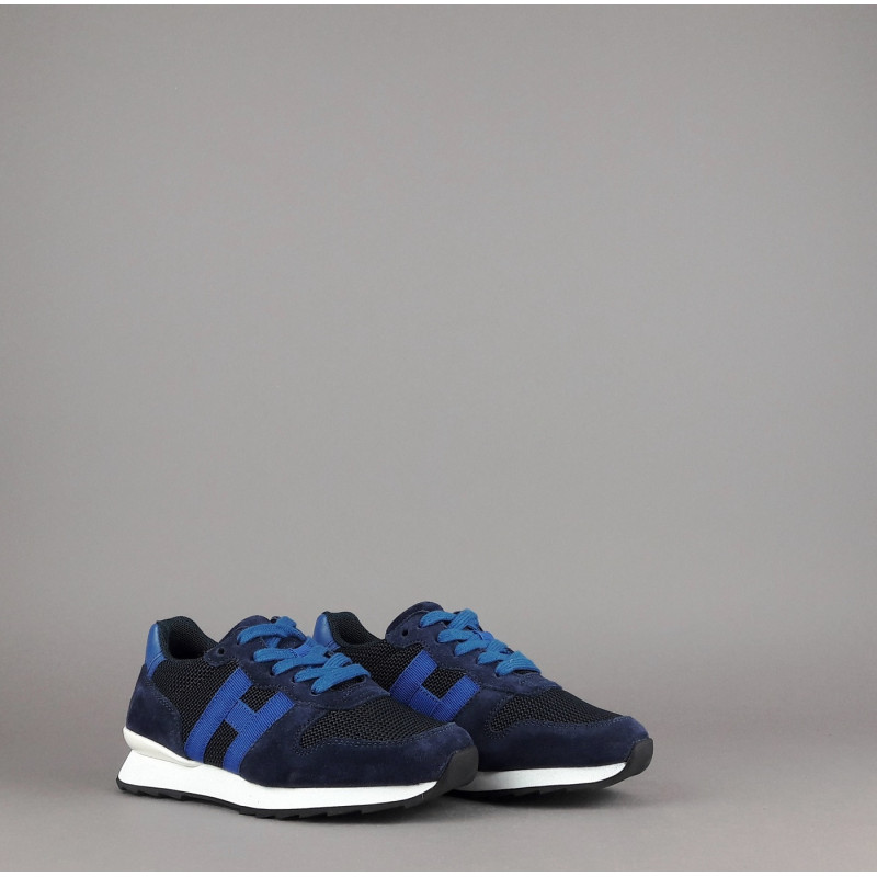 Hogan /// Sa Sneakers J484 Junior Camoscio Tela Blu Scuro H Tessuto Prezzo 190,00