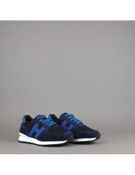 Hogan /// Sa Sneakers J484 Junior Camoscio Tela Blu Scuro H Tessuto Prezzo 190,00