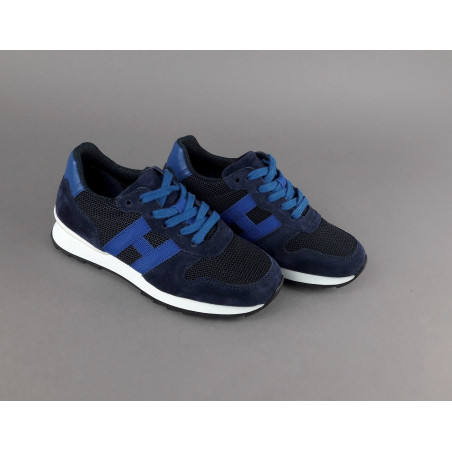 Hogan /// Sa Sneakers J484 Junior Camoscio Tela Blu Scuro H Tessuto Prezzo 190,00