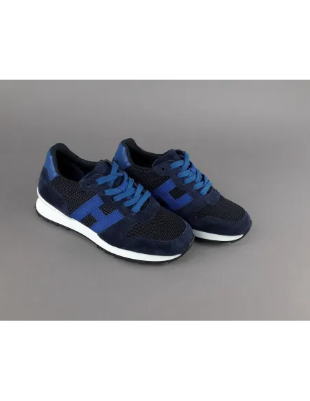 Hogan /// Sa Sneakers J484 Junior Camoscio Tela Blu Scuro H Tessuto Prezzo 190,00