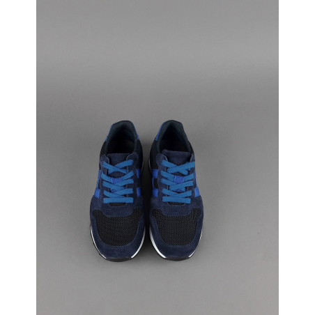 Hogan /// Sa Sneakers J484 Junior Camoscio Tela Blu Scuro H Tessuto Prezzo 190,00