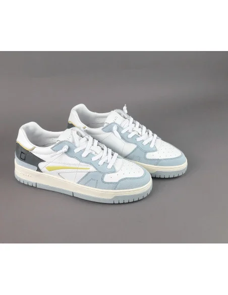 D.A.T.E. - Sneakers Torneo Uomo Camoscio Pelle Celeste Pol/Bian Prezzo 195,00
