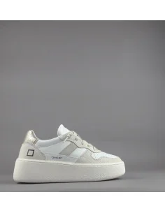D.A.T.E. - Sneakers Court Platform Donna Tela e Pelle Beige / Bianco Prezzo 185,00