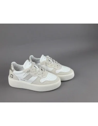 D.A.T.E. - Sneakers Court Platform Donna Tela e Pelle Beige / Bianco Prezzo 185,00