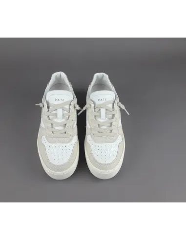 D.A.T.E. - Sneakers Court Platform Donna Tela e Pelle Beige / Bianco Prezzo 185,00