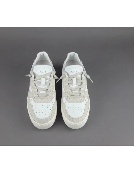 D.A.T.E. - Sneakers Court Platform Donna Tela e Pelle Beige / Bianco Prezzo 185,00