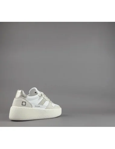 D.A.T.E. - Sneakers Court Platform Donna Tela e Pelle Beige / Bianco Prezzo 185,00