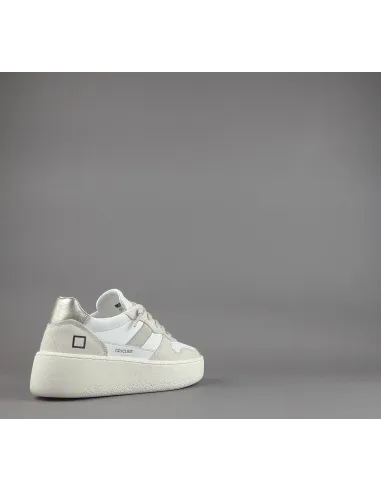 D.A.T.E. - Sneakers Court Platform Donna Tela e Pelle Beige / Bianco Prezzo 185,00