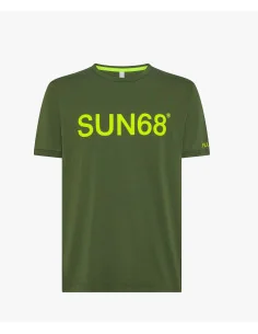 Sun 68 - T-Shirt Uomo Print Fluo Verde Scuro Prezzo 45,00