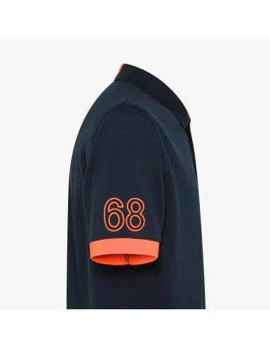 Sun 68 - Polo Uomo Logo Fluo Cotone Stretch Blu Scuro Prezzo 79,00