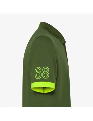 Sun 68 - Polo Uomo Logo Fluo Cotone Stretch Verde Scuro Prezzo 79,00