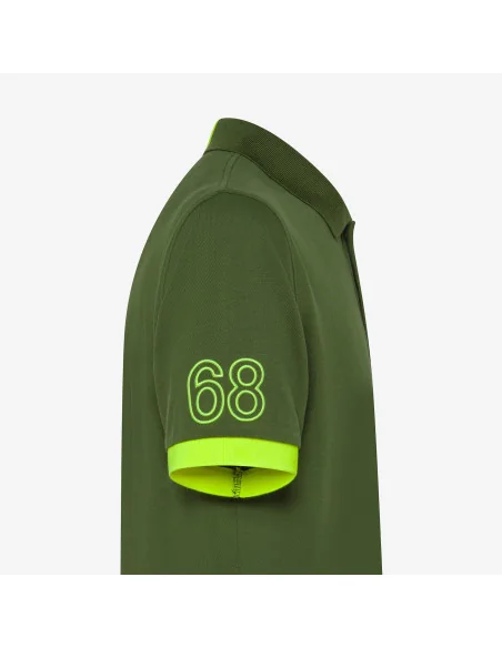 Sun 68 - Polo Uomo Logo Fluo Cotone Stretch Verde Scuro Prezzo 79,00