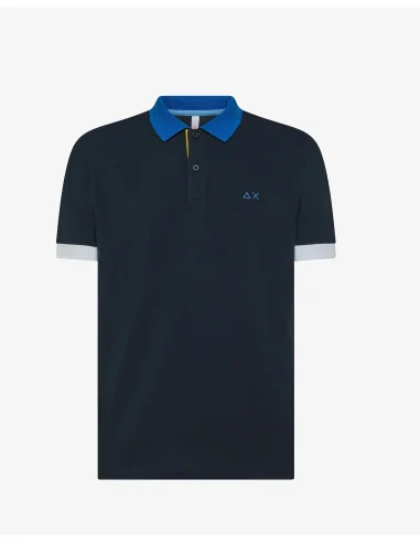 Sun 68 - Polo Uomo 3 Color Way Cotone Stretch Blu Scuro Prezzo 70,00