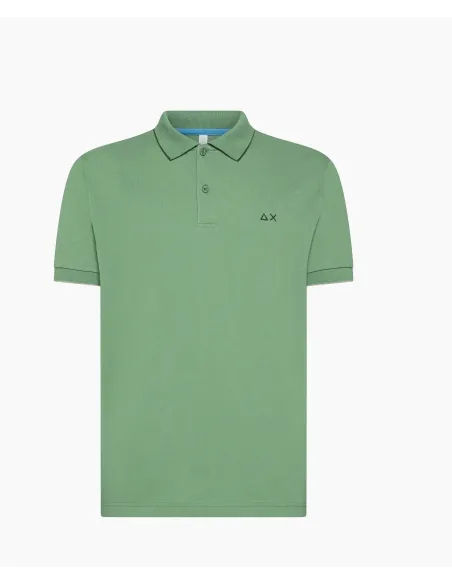 Sun 68 - Polo Uomo Small Stripes Cotone Stretch Verde Salvia Prezzo 70,00