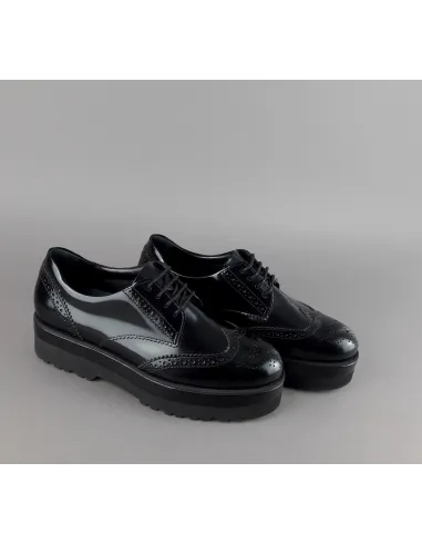 Hogan Derby Donna H308 Pelle Spazzolata Nero Bucature All'Inglese Prezzo 340,00