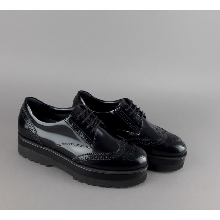 Hogan Derby Donna H308 Pelle Spazzolata Nero Bucature All'Inglese Prezzo 340,00