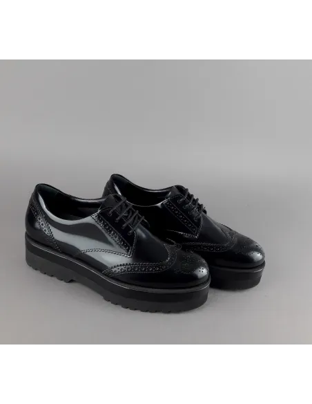 Hogan Derby Donna H308 Pelle Spazzolata Nero Bucature All'Inglese Prezzo 340,00