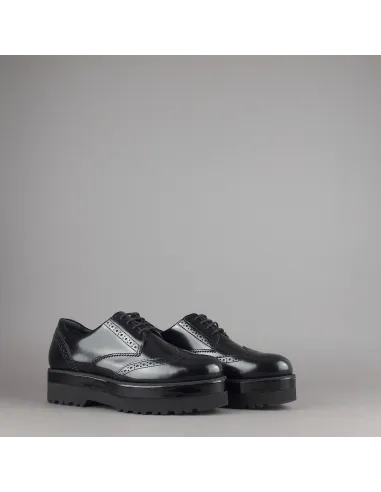 Hogan Derby Donna H308 Pelle Spazzolata Nero Bucature All'Inglese Prezzo 340,00