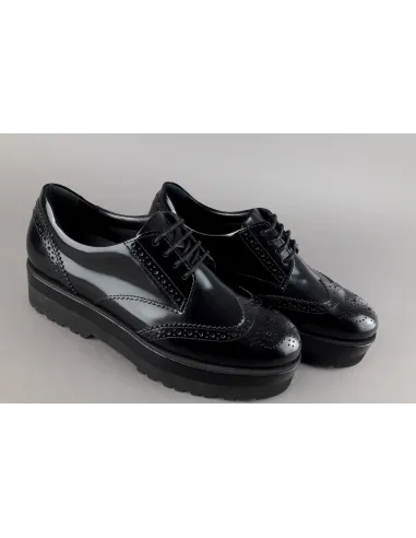 Hogan Derby Donna H308 Pelle Spazzolata Nero Bucature All'Inglese Prezzo 340,00