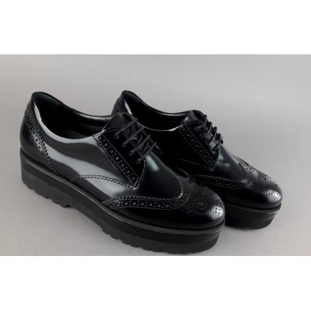 Hogan Derby Donna H308 Pelle Spazzolata Nero Bucature All'Inglese Prezzo 340,00