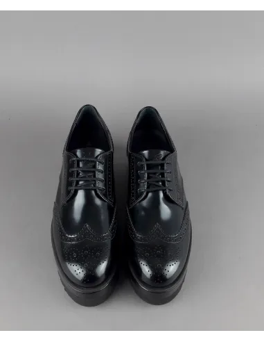 Hogan Derby Donna H308 Pelle Spazzolata Nero Bucature All'Inglese Prezzo 340,00