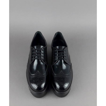 Hogan Derby Donna H308 Pelle Spazzolata Nero Bucature All'Inglese Prezzo 340,00