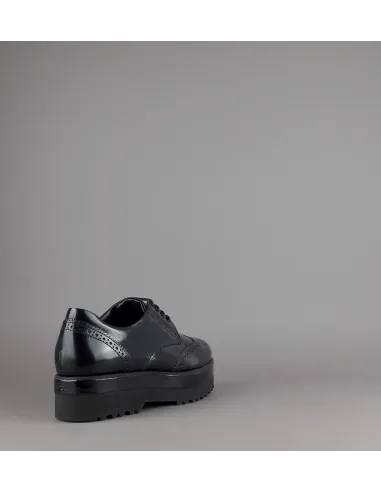 Hogan Derby Donna H308 Pelle Spazzolata Nero Bucature All'Inglese Prezzo 340,00