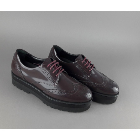 Hogan Derby Donna H308 Pelle Spazzolata Prugna Bucature All'Inglese Prezzo 340,00