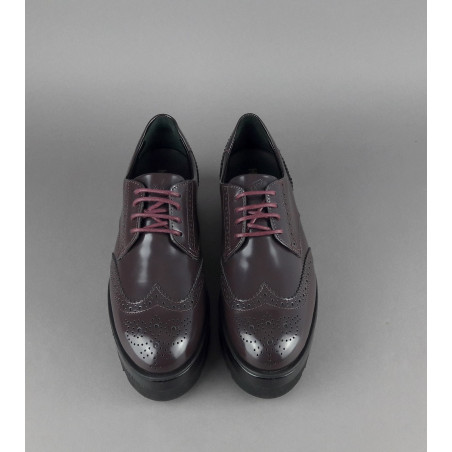 Hogan Derby Donna H308 Pelle Spazzolata Prugna Bucature All'Inglese Prezzo 340,00