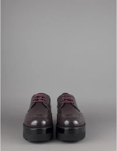 Hogan Derby Donna H308 Pelle Spazzolata Prugna Bucature All'Inglese Prezzo 340,00