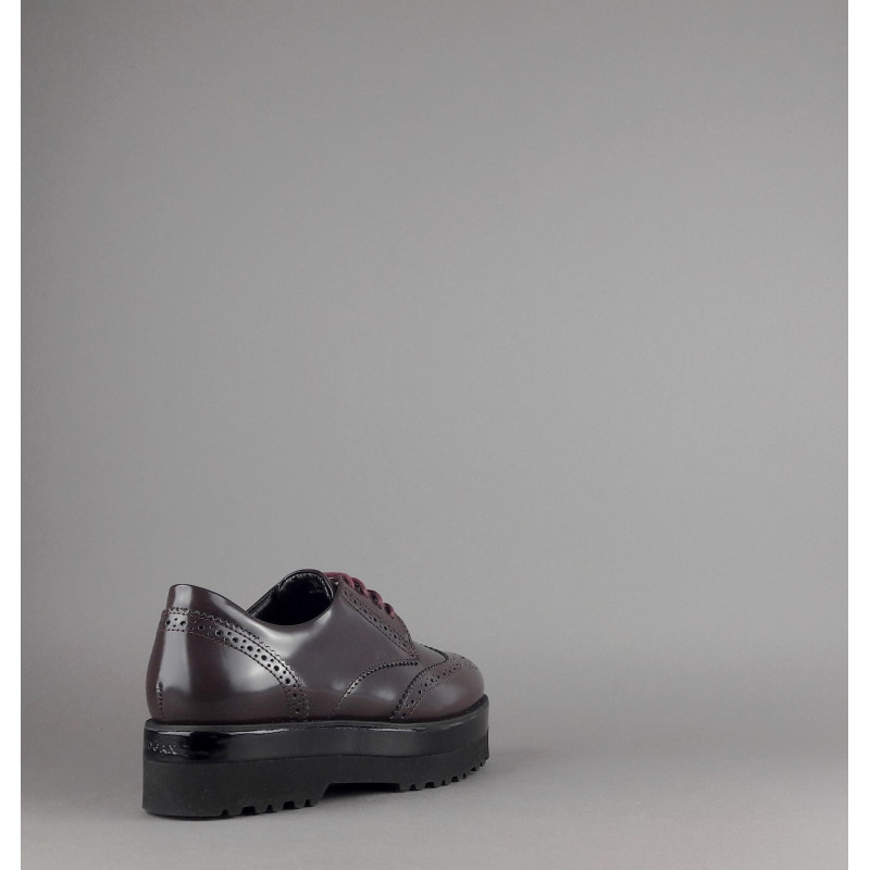 Hogan Derby Donna H308 Pelle Spazzolata Prugna Bucature All'Inglese Prezzo 340,00