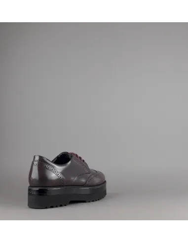 Hogan Derby Donna H308 Pelle Spazzolata Prugna Bucature All'Inglese Prezzo 340,00