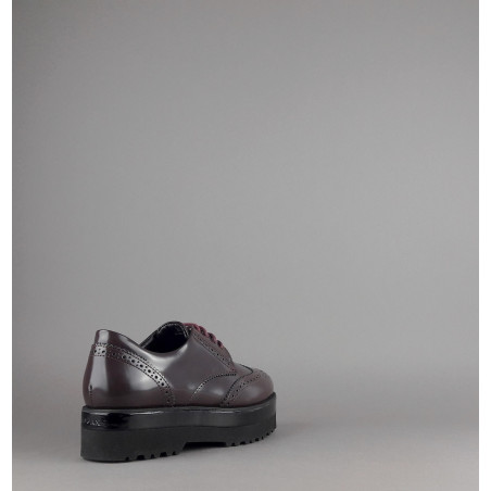 Hogan Derby Donna H308 Pelle Spazzolata Prugna Bucature All'Inglese Prezzo 340,00