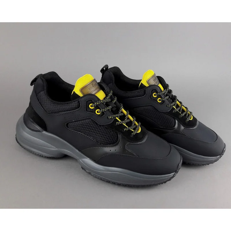 Hogan Sneakers Interaction Uomo Pelle Gommata Tela Nero Prezzo 360,00