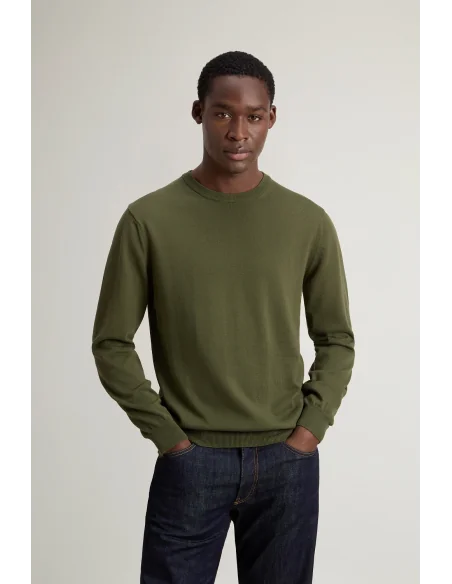 Woolrich - Maglia Uomo Cotone Verde Militare Prezzo 130,00