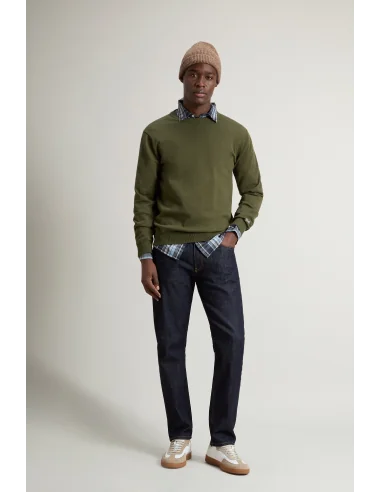 Woolrich - Maglia Uomo Cotone Verde Militare Prezzo 130,00