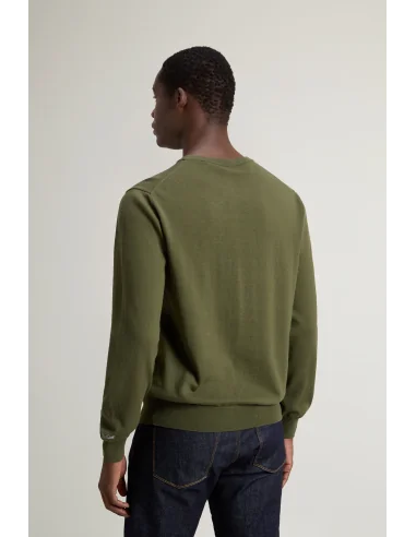 Woolrich - Maglia Uomo Cotone Verde Militare Prezzo 130,00